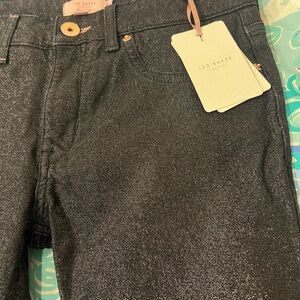 NWT Ted Baker Beltrix Glitter Skinny Jean Pants Black 28